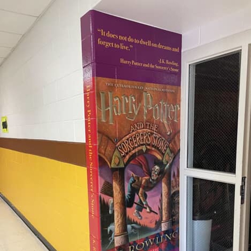 Harry potter book graphics on the wall