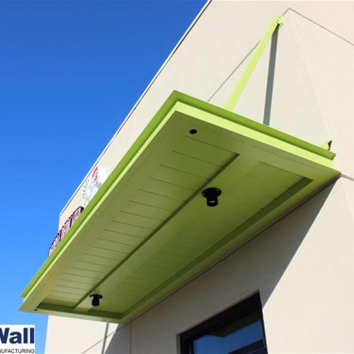 FenWall Atlantis gutter color green canopy on the building