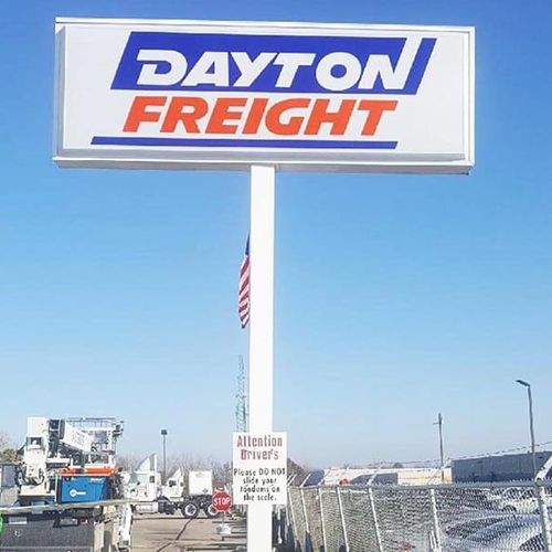 Dayton Freight Signage on a airport parking lot