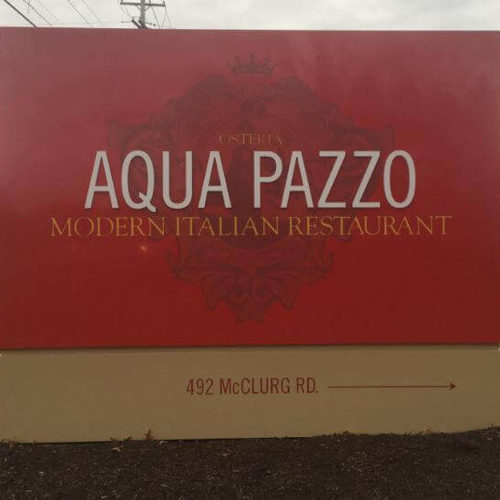 Aqua Pazzo Italian Restaurant Monument Sign