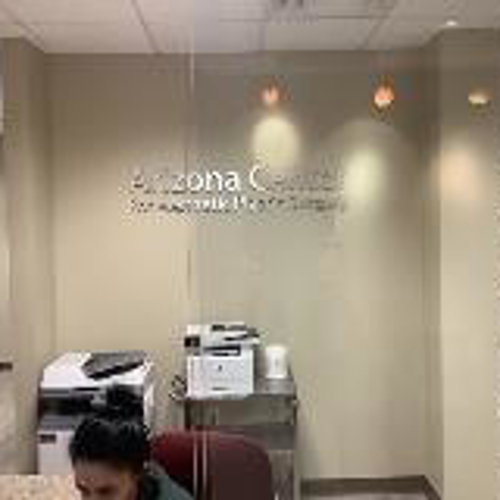 Arizona center dimensional sign inside the wall of the center